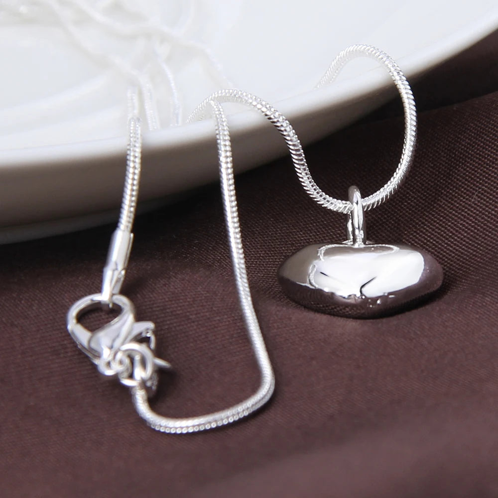 Timeless 925 Sterling Silver Solid Small Heart Pendant Necklace